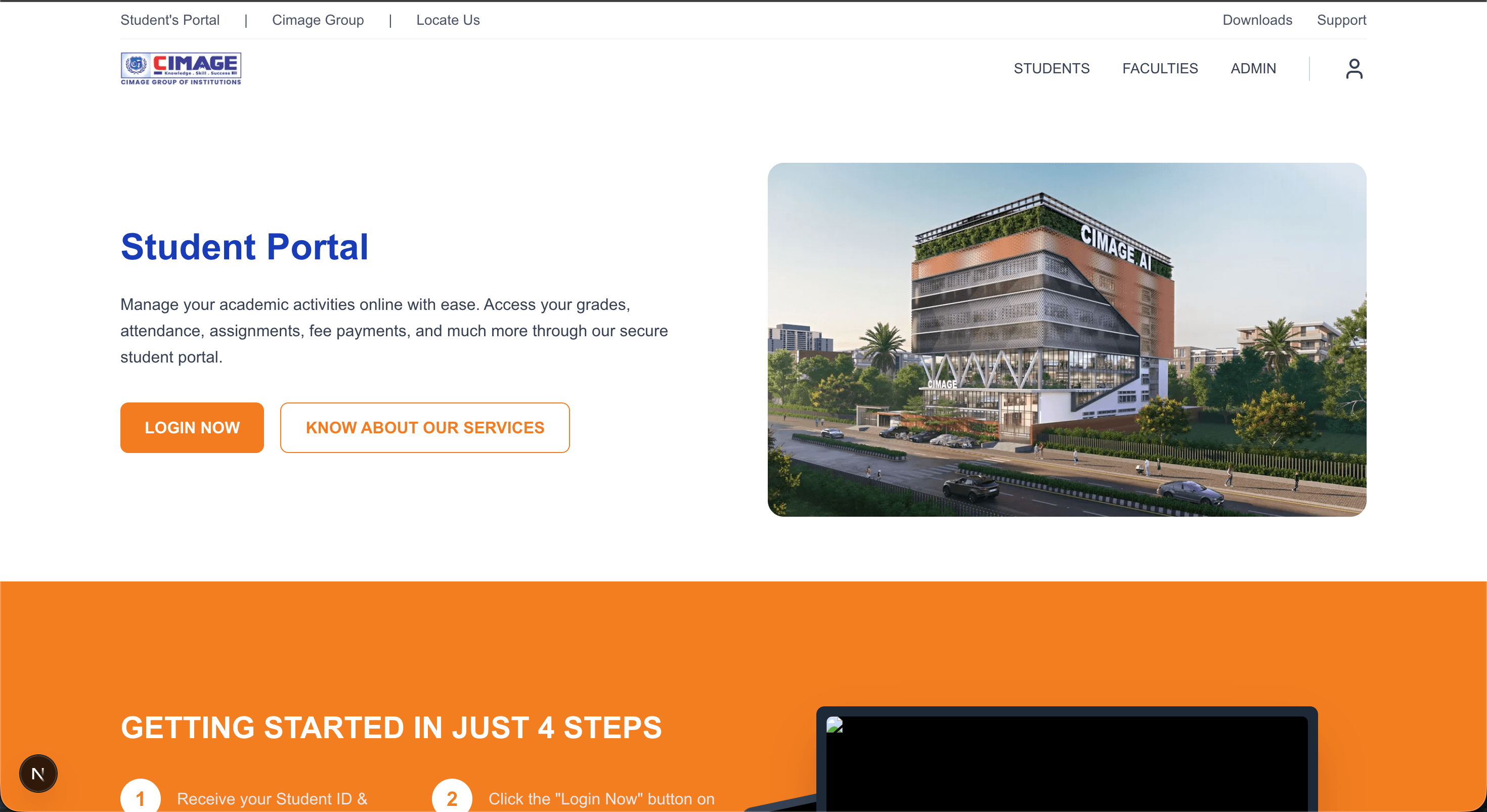 Student Portal on Tablet